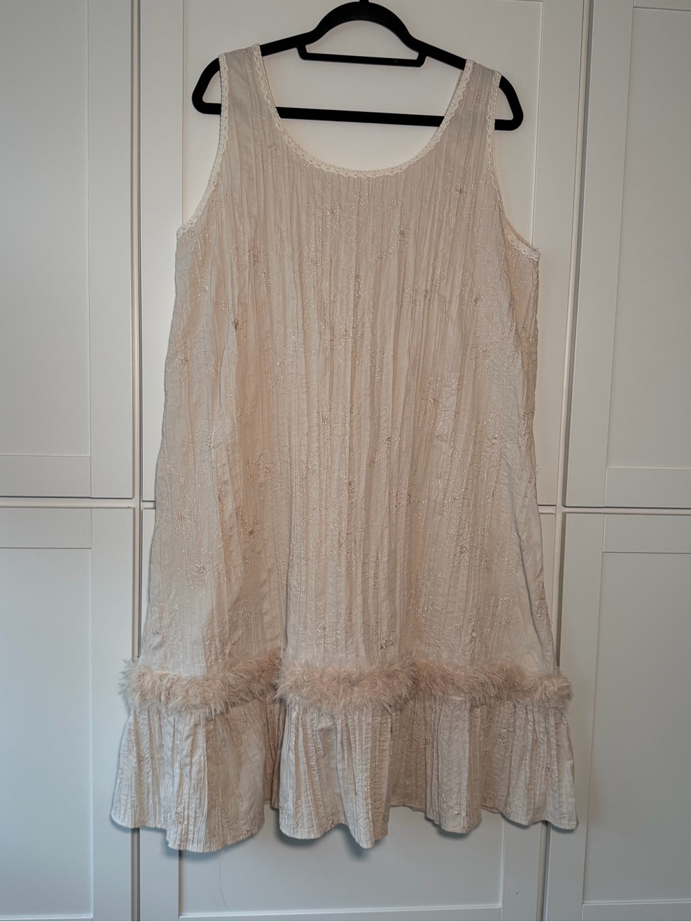 Rose-Marie Designs Embroidered Boho Chic Flowy Dress Feathers Lace Fairy Cottage